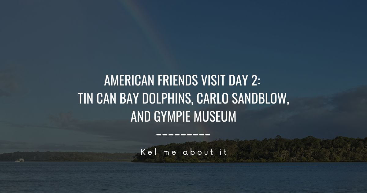American friends hand-feeding wild dolphins at Tin Can Bay, Sunshine Coast