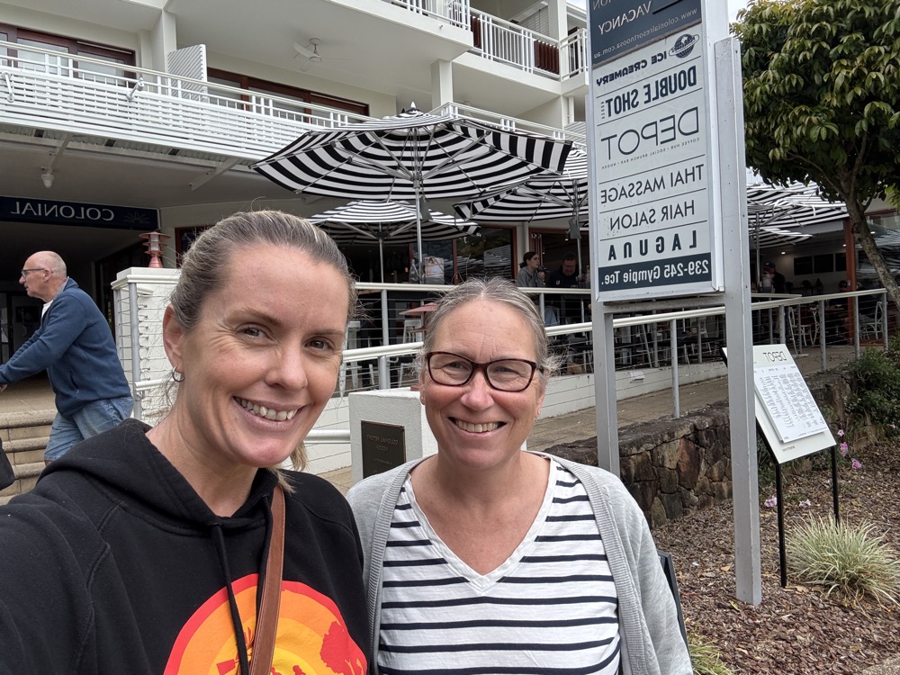 Two women smiling at the camera