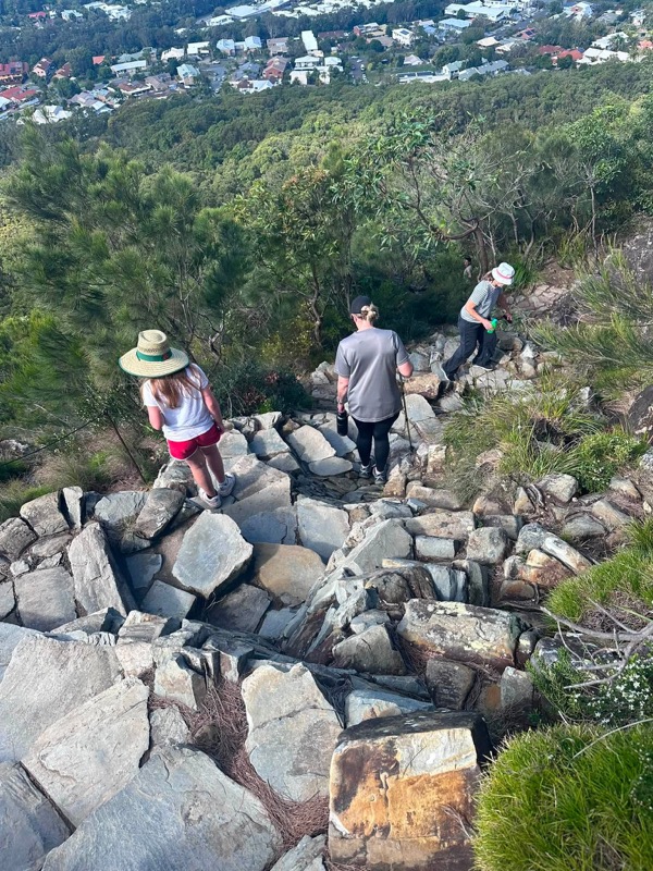 Steep rocky descent on the way down Mount Coolum, Sunshine Coast
