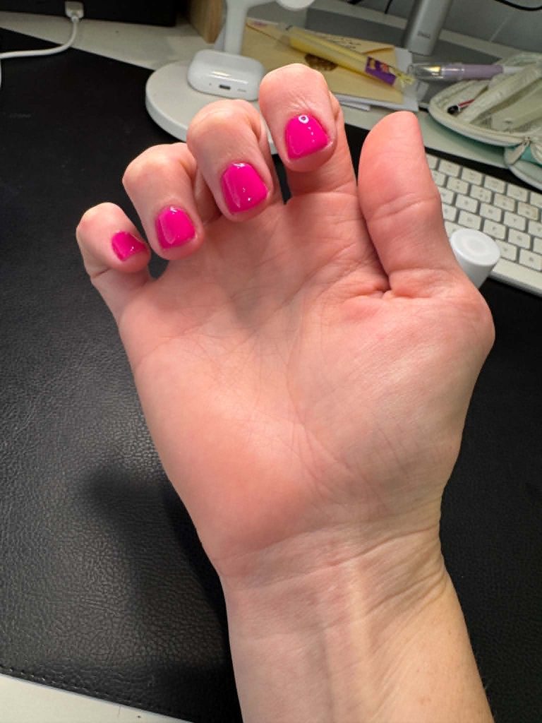 Bright pink Glamrdip dip powder nails