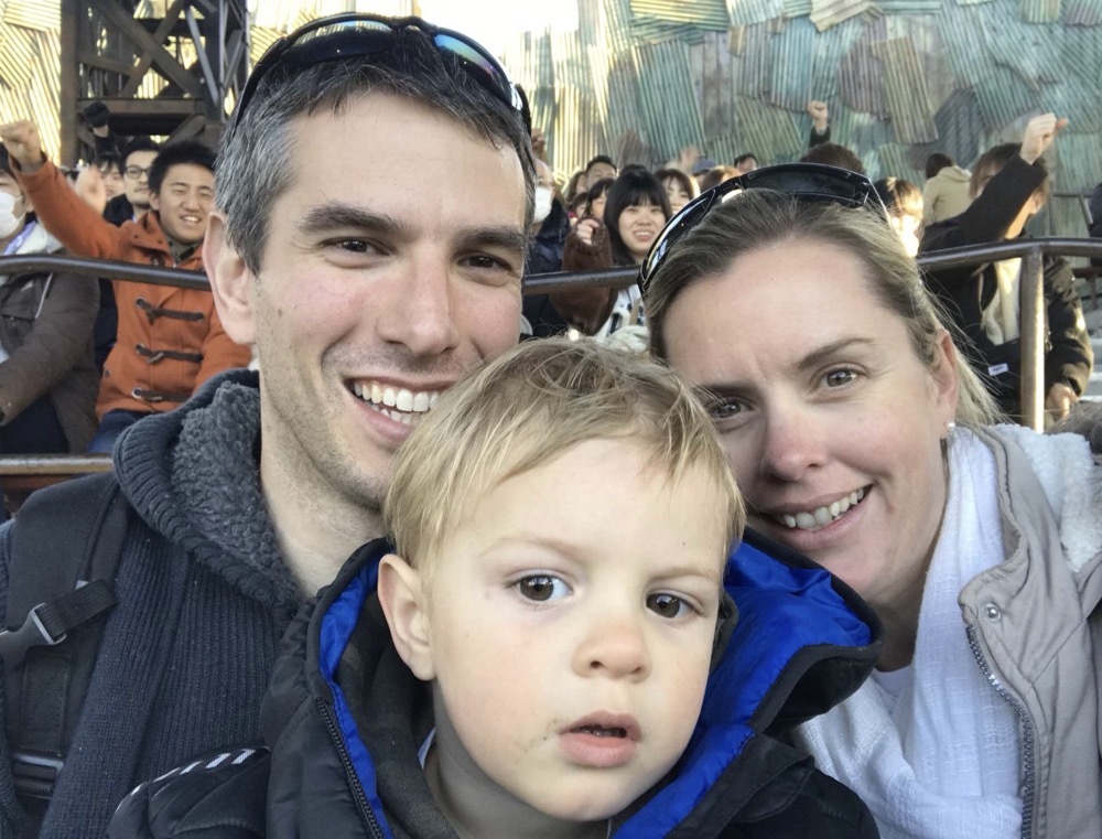 Three people posing at Universal Studios Japan