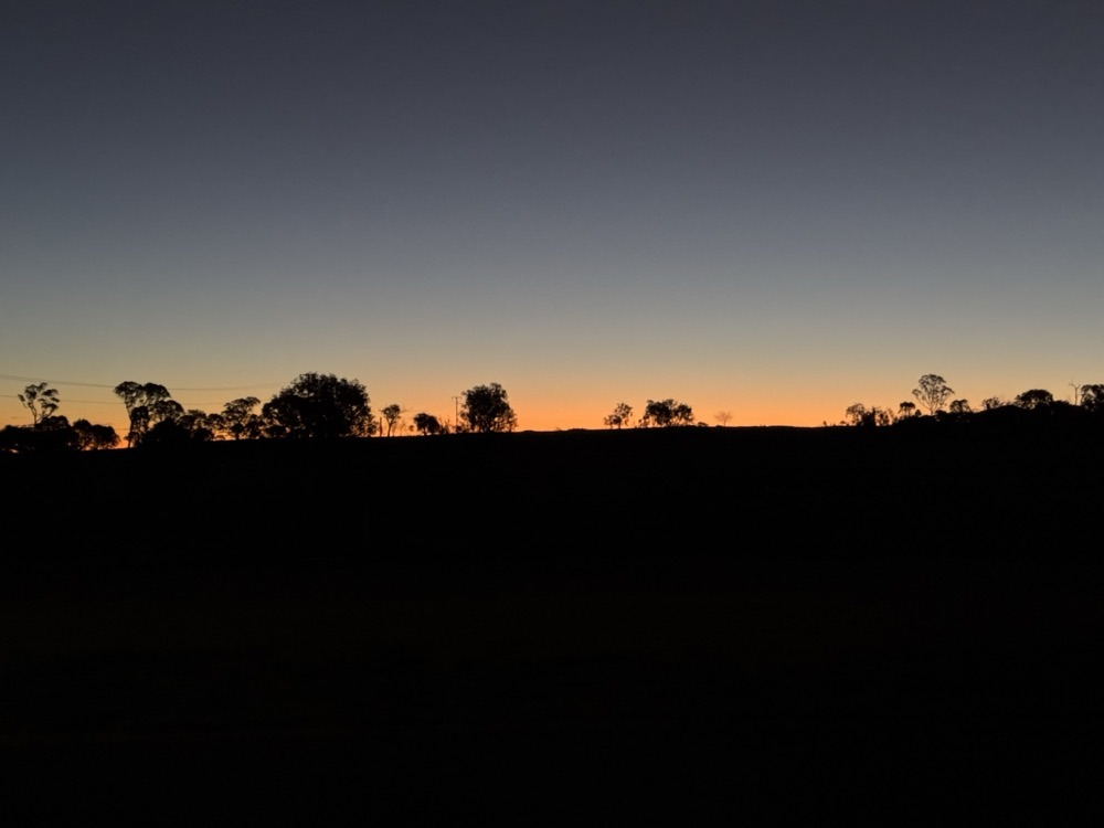 The sunset over the mountain ridge