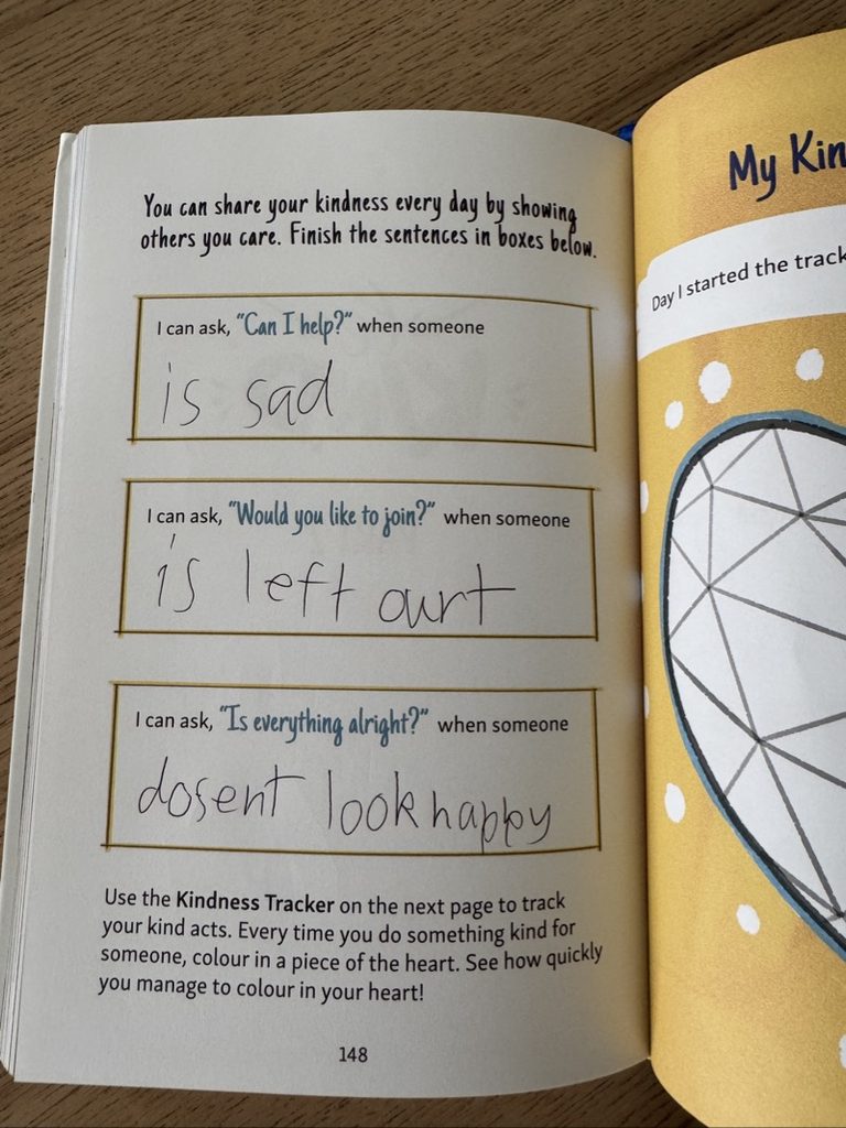 Big Life Journal activity about showing you care