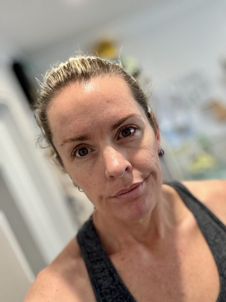 Kelly after one eye started watering during a workout