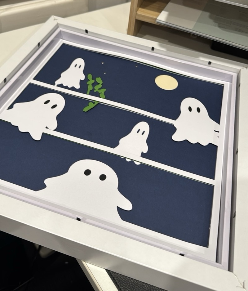Partially assembled layered paper shadowbox
